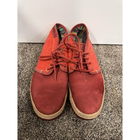 UGG Mens Cantrell Boot Size 9.5 Red Suede Canvas Casual Chukka Vibram Sole Shoe - Picture 3 of 8